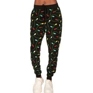 Tipsy Elves Womens Christmas‎ Leggings Small Joggers Pull On Xmas Lights